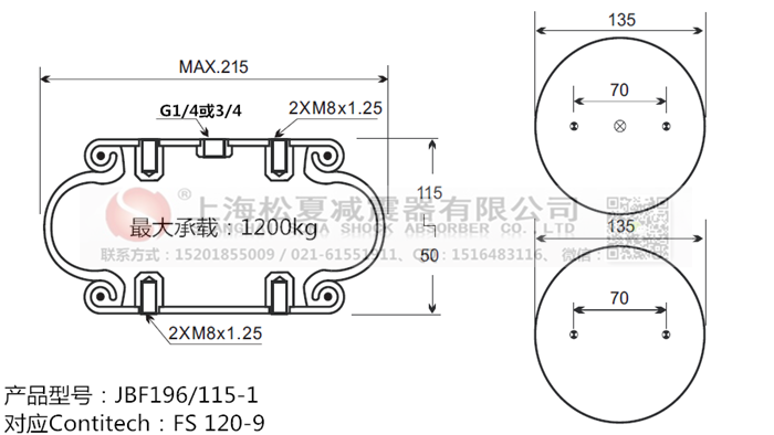 JBF196/115-1橡膠<a href='http://m.pfqp.com.cn/' target='_blank'><u>空氣彈簧</u></a>