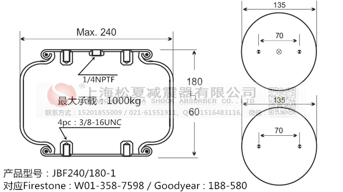 JBF240-180-1橡膠<a href='http://m.pfqp.com.cn/' target='_blank'><u>空氣彈簧</u></a>