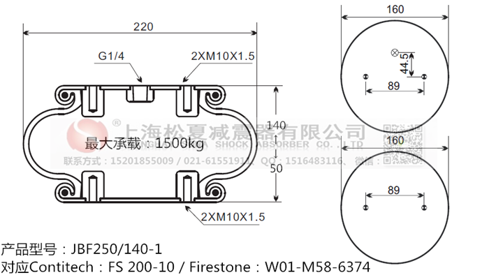 JBF250/140-1橡膠<a href='http://m.pfqp.com.cn/' target='_blank'><u>空氣彈簧</u></a>