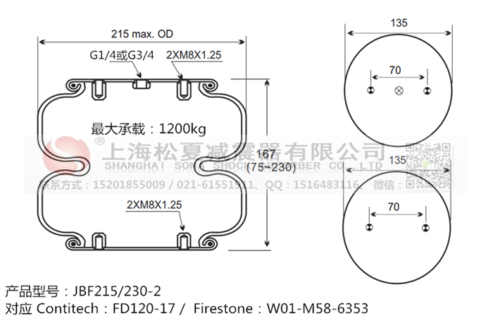 JBF215/230-2橡膠<a href='http://m.pfqp.com.cn/' target='_blank'><u>空氣彈簧</u></a>