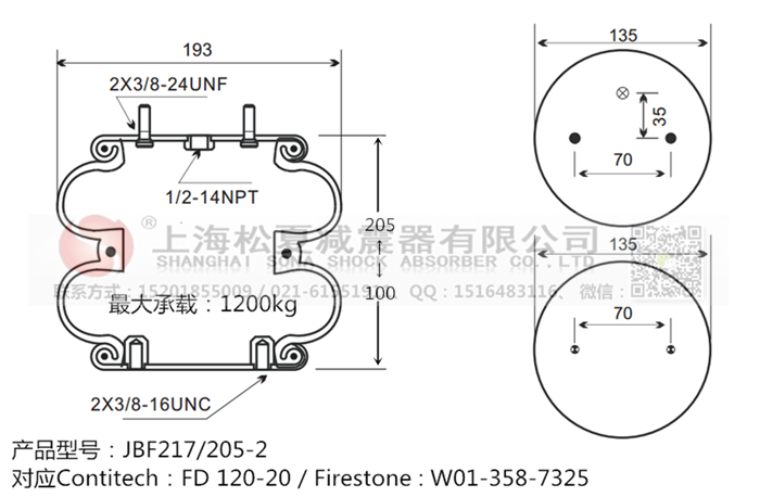 JBF217/205-2橡膠<a href='http://m.pfqp.com.cn/' target='_blank'><u>空氣彈簧</u></a>