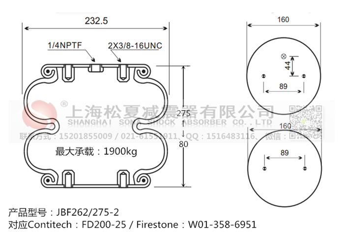 JBF262/275-2橡膠<a href='http://m.pfqp.com.cn/' target='_blank'><u>空氣彈簧</u></a>
